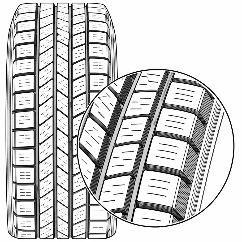 Schéma illustratif : Sections de gomme étroites délimitées par les découpes transversales