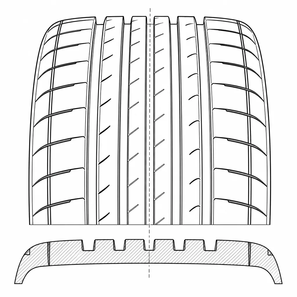 Schéma illustratif : Répartition gauche-droite équivalente des volumes de gomme