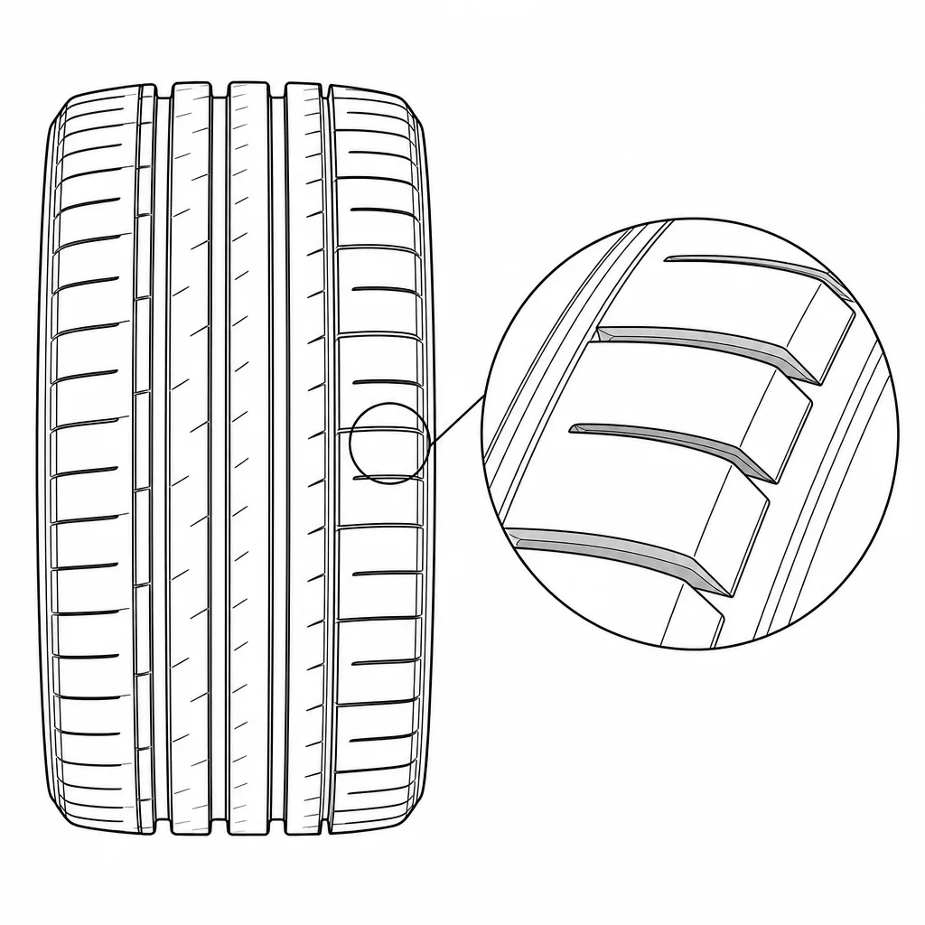 Schéma illustratif : Forte section de gomme entre les encoches d’épaule