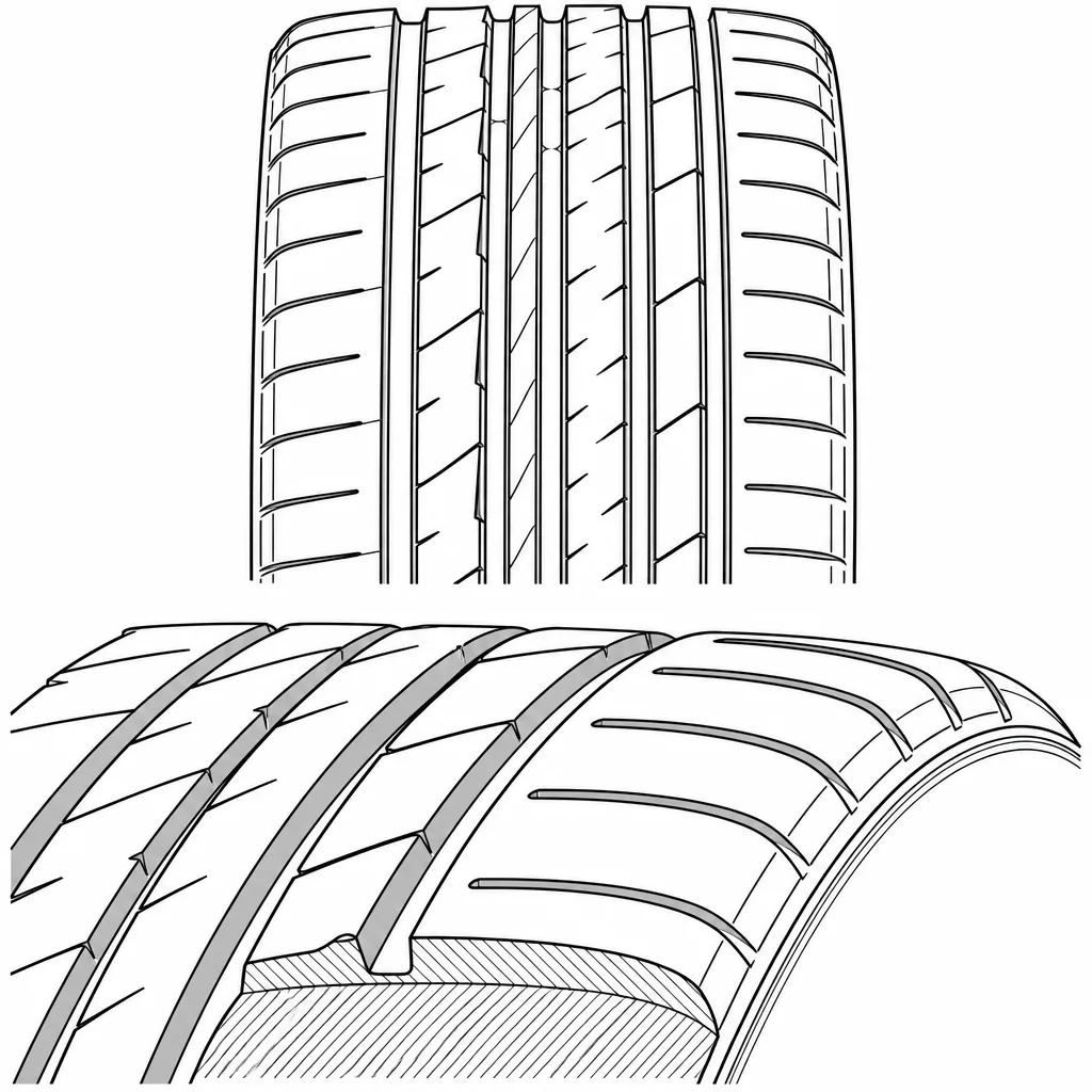 Schéma illustratif : Épaules semi-continues à forte proportion de gomme, recoupées transversalement