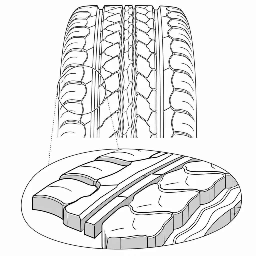 Schéma illustratif : Pavés intermédiaires allongés à contours ondulés et entailles transversales