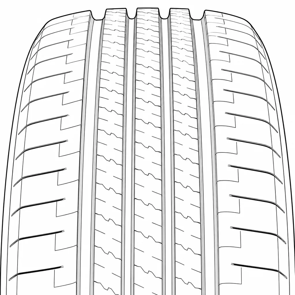 Schéma illustratif : Quatre rainures divisant la couronne en cinq bandes porteuses étroites