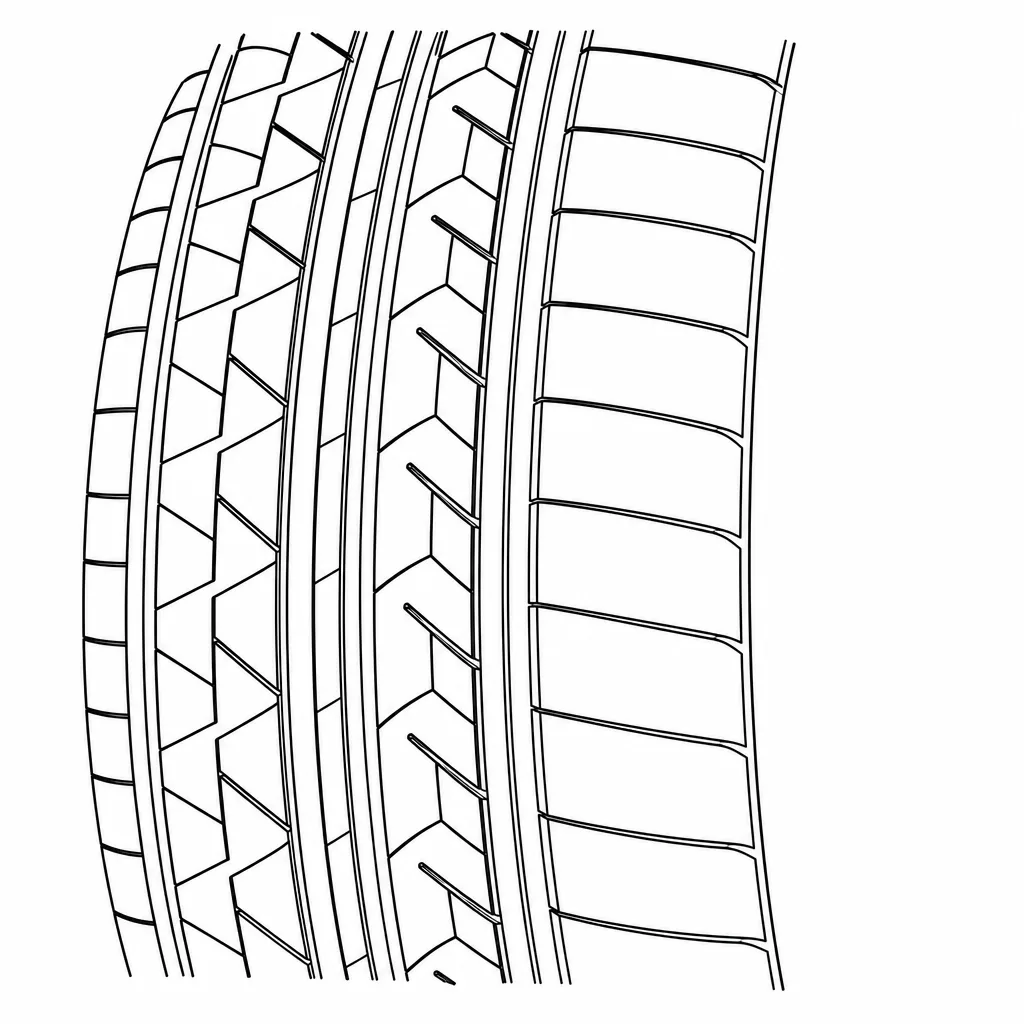Schéma illustratif : Épaules à forte continuité de gomme, ponctuées de découpes fines
