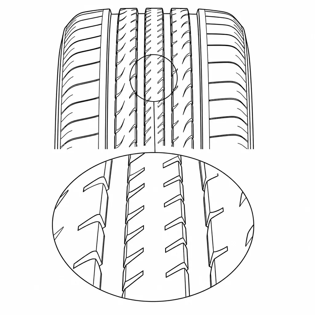 Schéma illustratif : Ligaments de gomme étroits autour des entailles centrales rapprochées