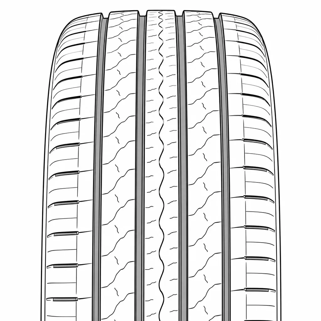 Schéma illustratif : Partition de l’empreinte en cinq bandes de gomme par les quatre canaux principaux