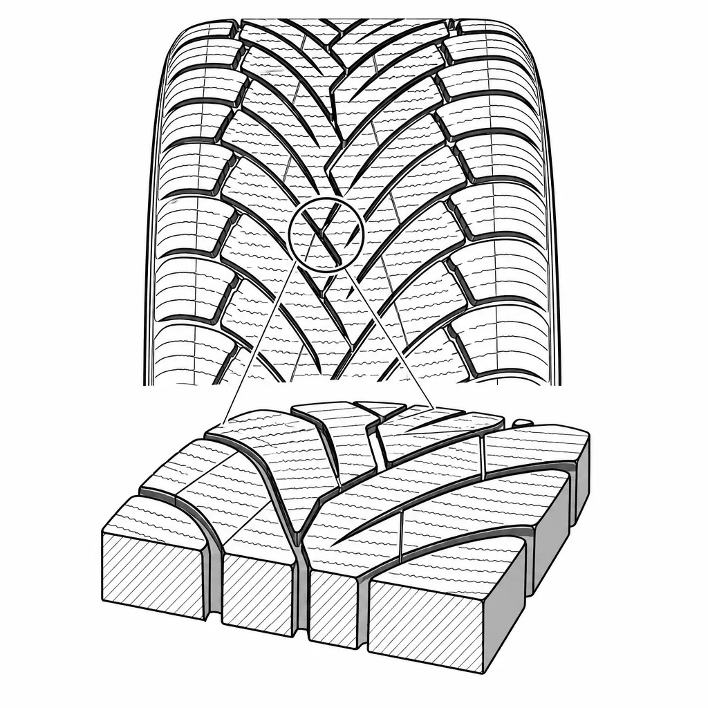 Schéma illustratif : Proportion de gomme élevée entre des sillons relativement étroits