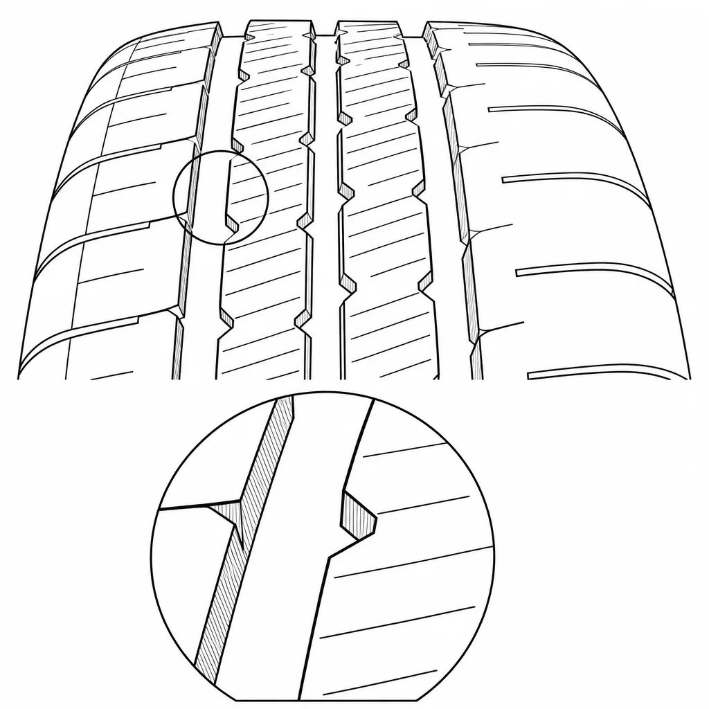 Schéma illustratif : Angles saillants aux décrochements des bordures de rainures