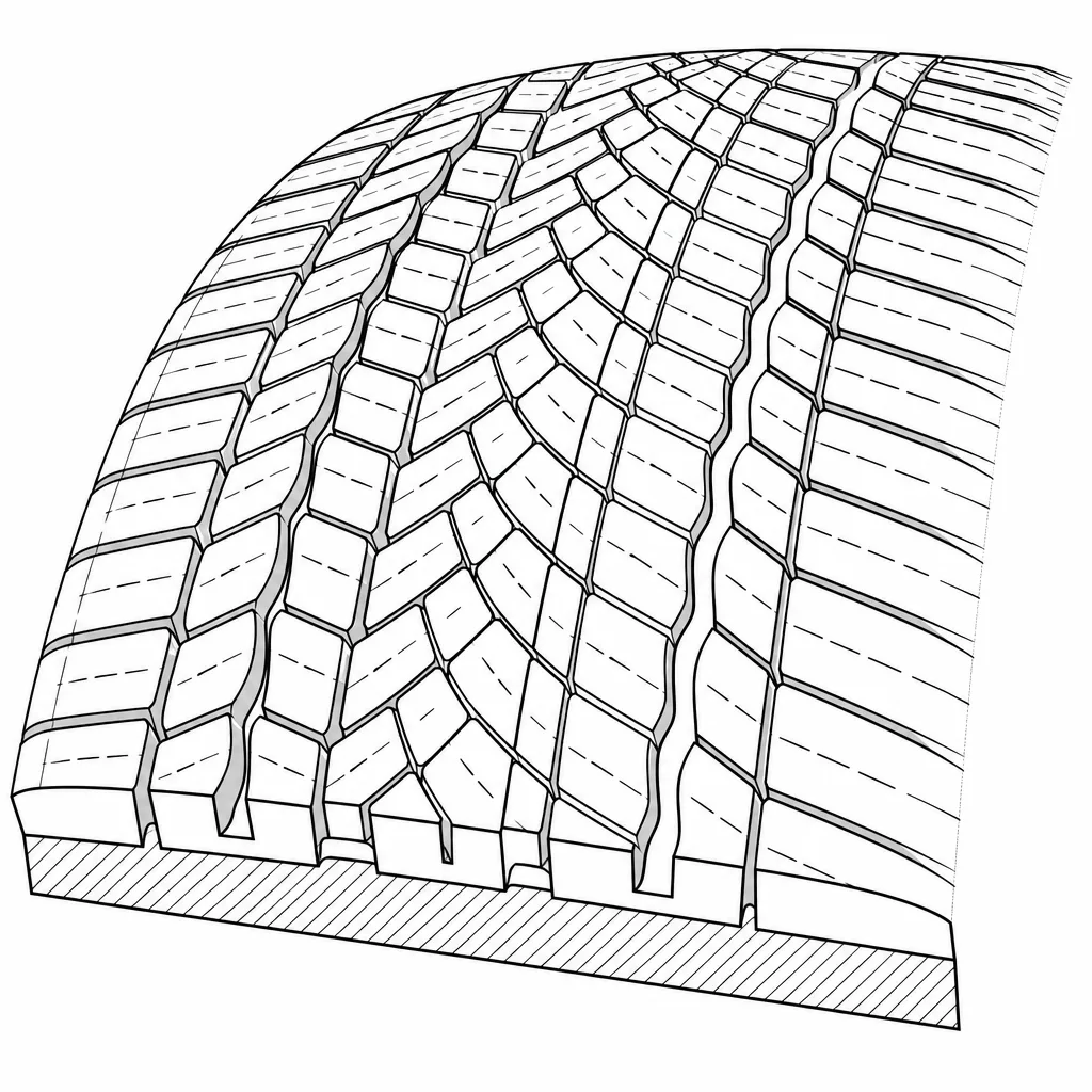 Schéma illustratif : Rapport plein-creux réduit par les quatre rainures sinueuses et les passages obliques