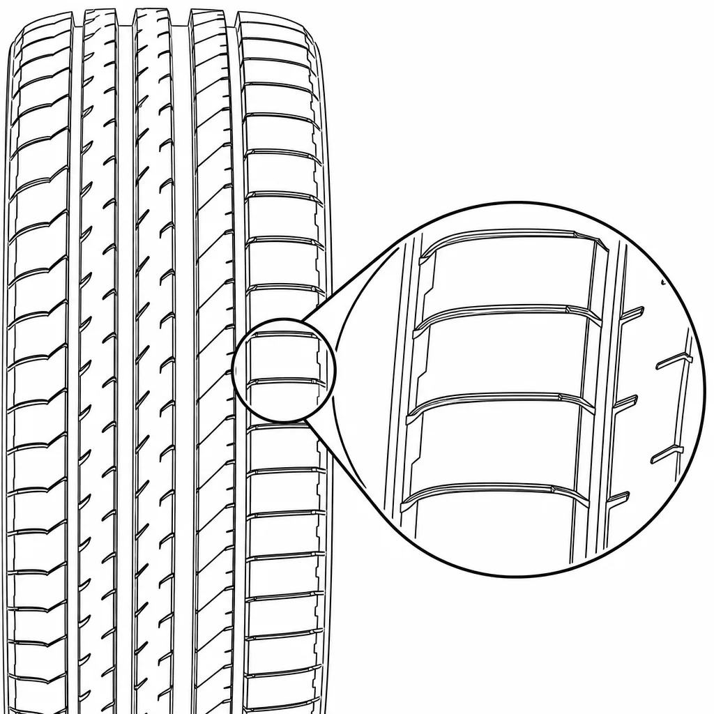 Schéma illustratif : Pavés périphériques larges séparés par des encoches latérales