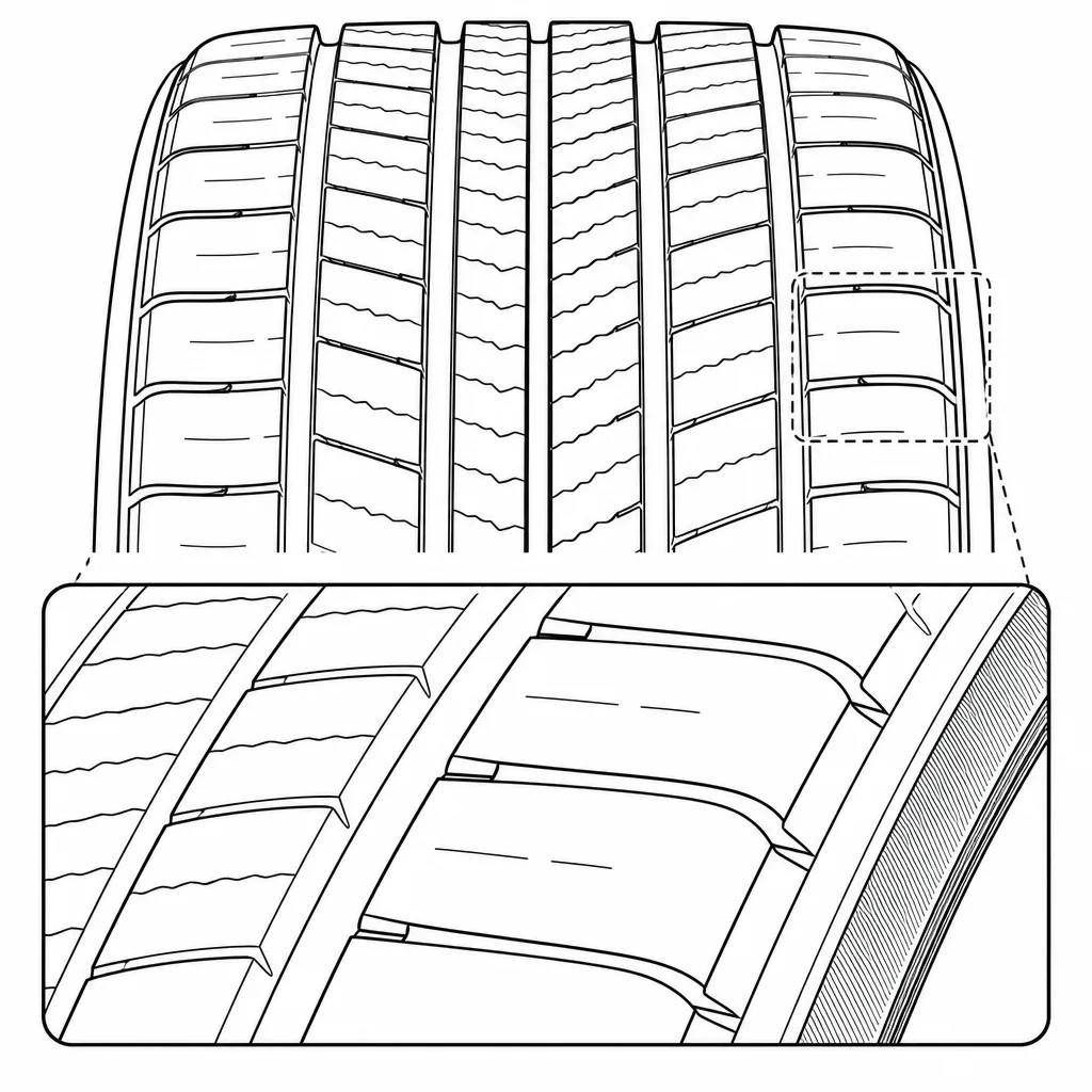 Schéma illustratif : Portions longitudinales d’épaule séparées par des encoches