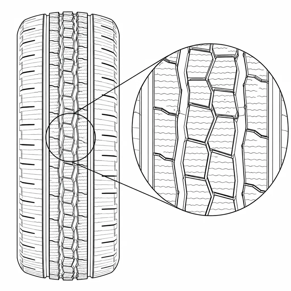 Schéma illustratif : Pavés centraux polygonaux imbriqués à rapport périmètre/surface élevé