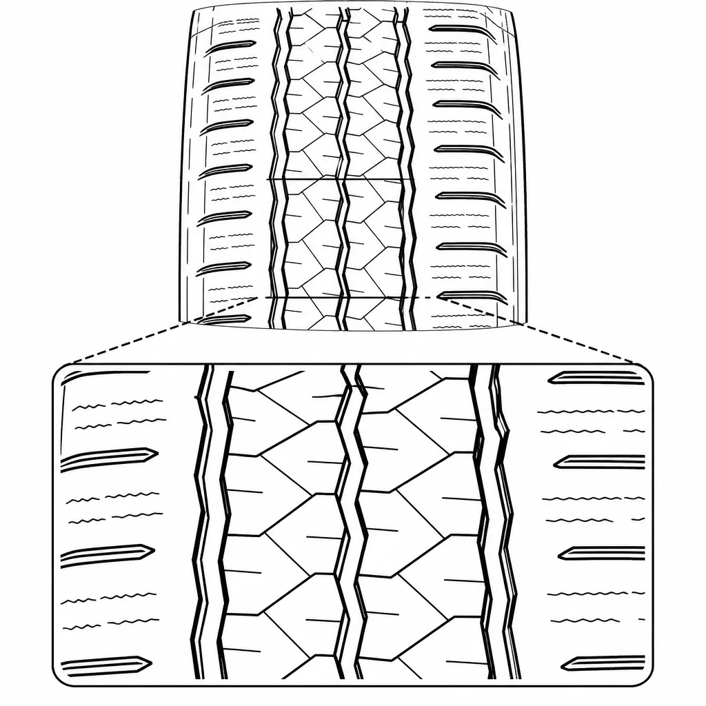 Schéma illustratif : Faible largeur des canaux principaux par rapport aux rangées de gomme adjacentes