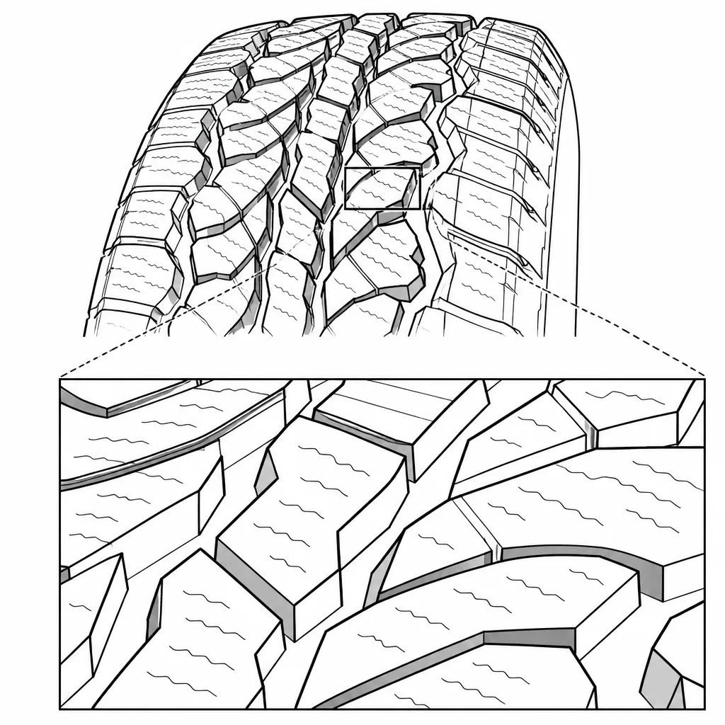 Schéma illustratif : Pavés polygonaux séparés et surface porteuse morcelée