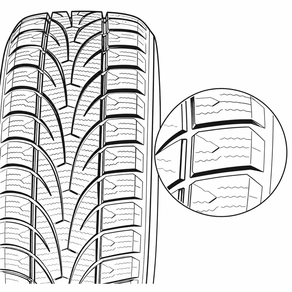 Schéma illustratif : Épaules polygonales séparées par des rainures obliques ouvertes