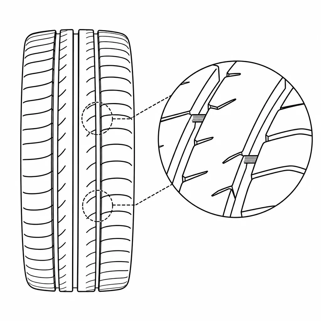 Schéma illustratif : Liaisons de gomme conservées entre les secteurs entaillés des deux bandes intermédiaires