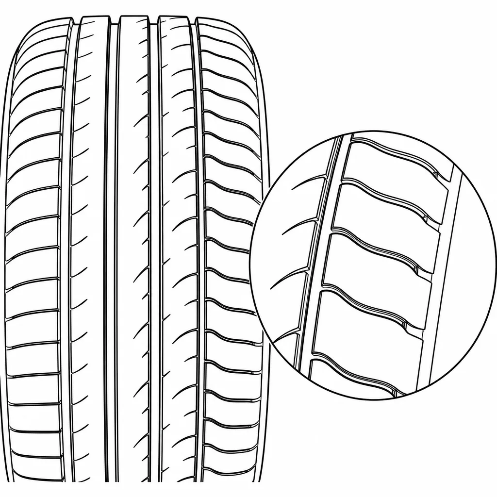 Schéma illustratif : Épaules constituées de pavés arrondis séparés par des encoches régulières