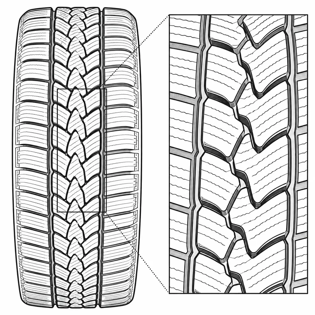 Schéma illustratif : Cols de gomme de largeur variable entre les parois sinueuses