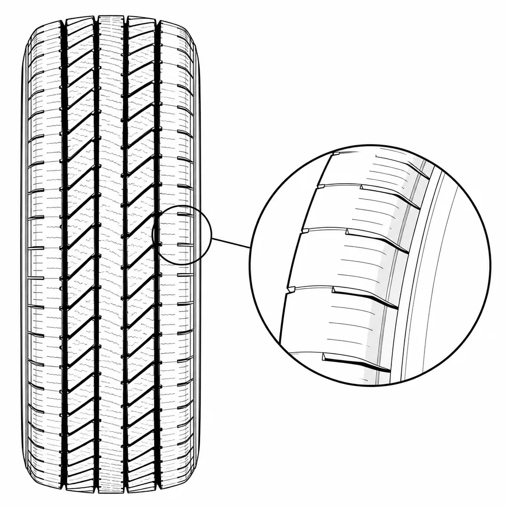 Schéma illustratif : Épaules semi-continues à fines encoches transversales