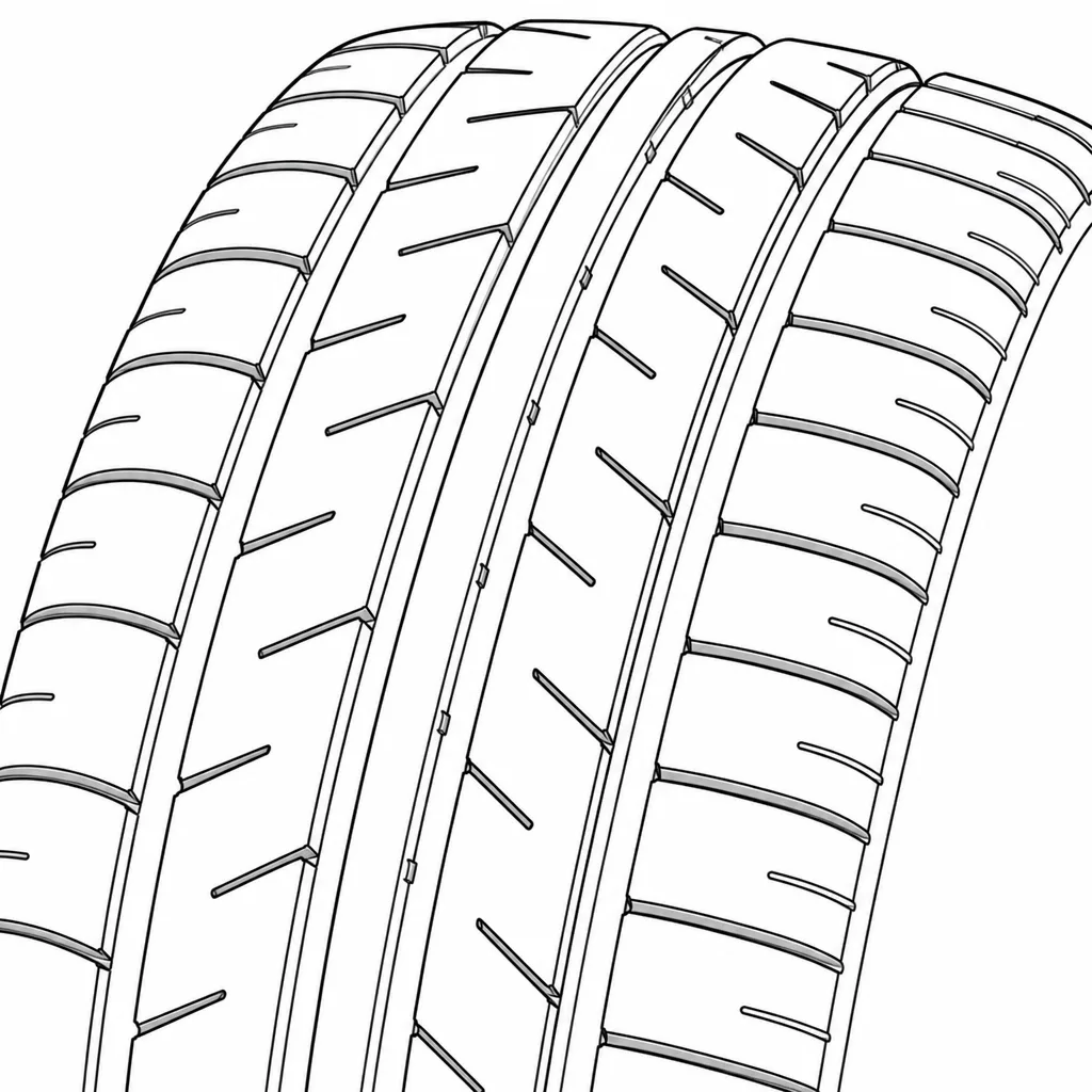 Schéma illustratif : Bandes intermédiaires continues parcourues de nombreuses entailles courtes et obliques