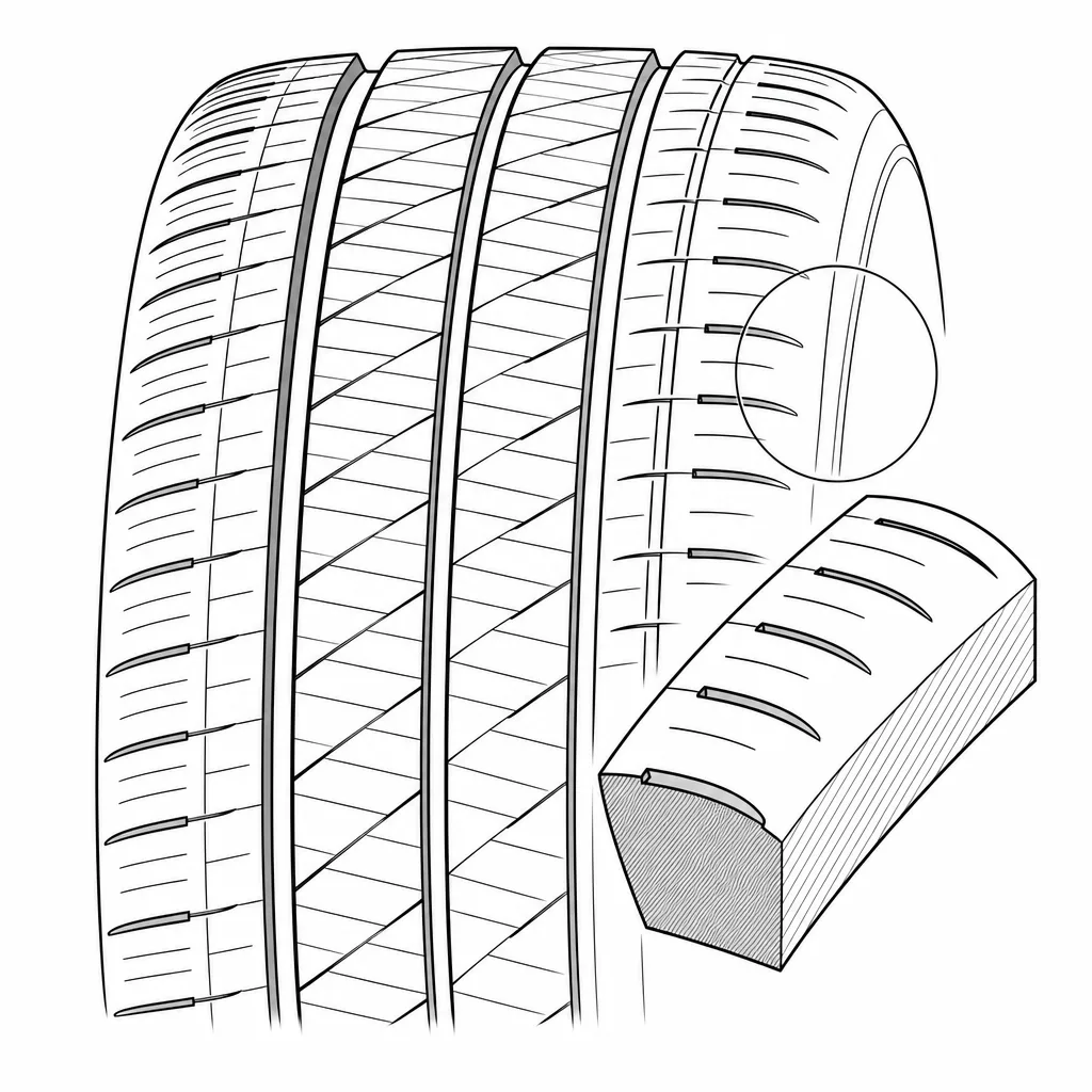 Schéma illustratif : Épaules semi-continues à encoches transversales courtes