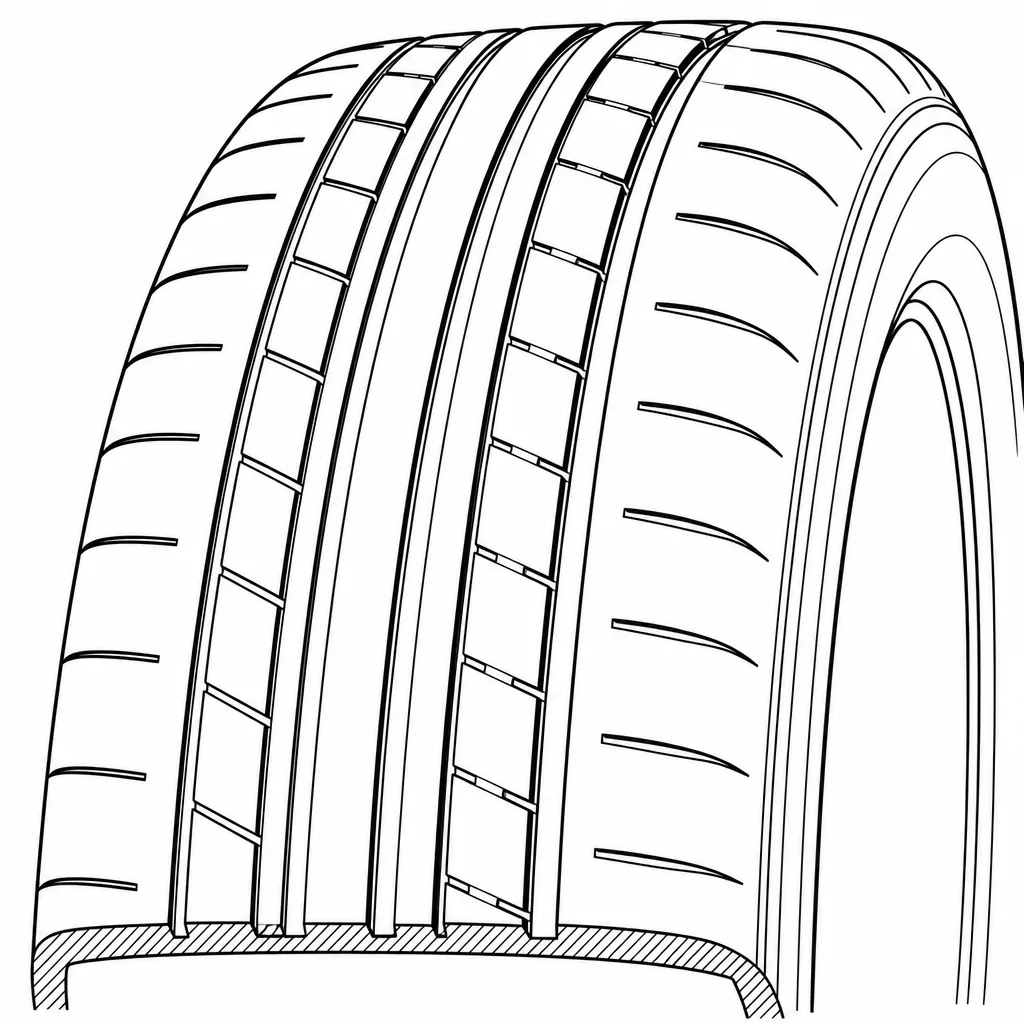 Schéma illustratif : Épaules longitudinales peu segmentées avec encoches courtes