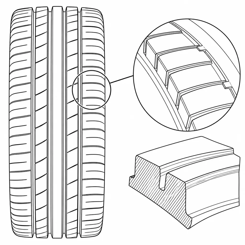 Schéma illustratif : Ponts de gomme subsistant aux extrémités des incisions
