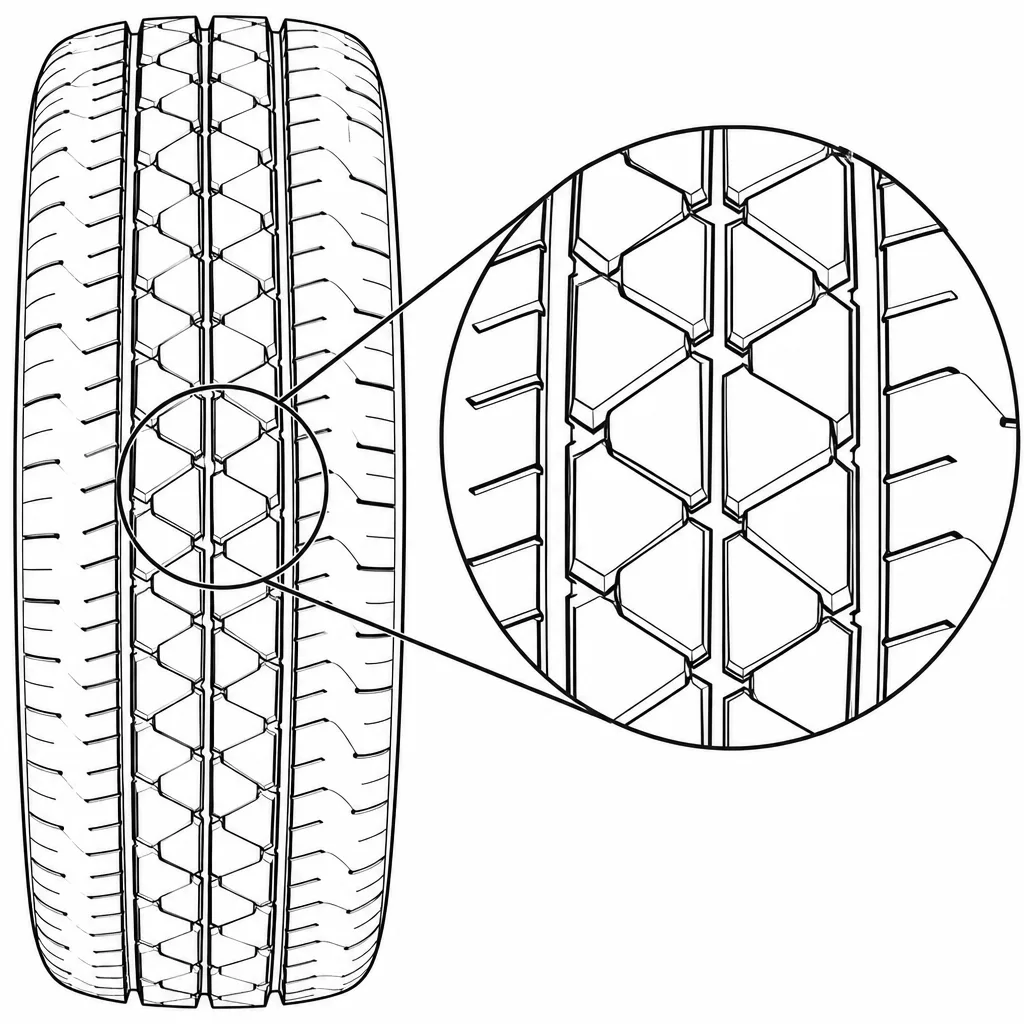 Schéma illustratif : Contours anguleux et faces obliques des pavés centraux