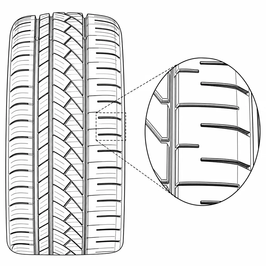 Schéma illustratif : Ponts de gomme périphériques larges entre les découpes d’épaule