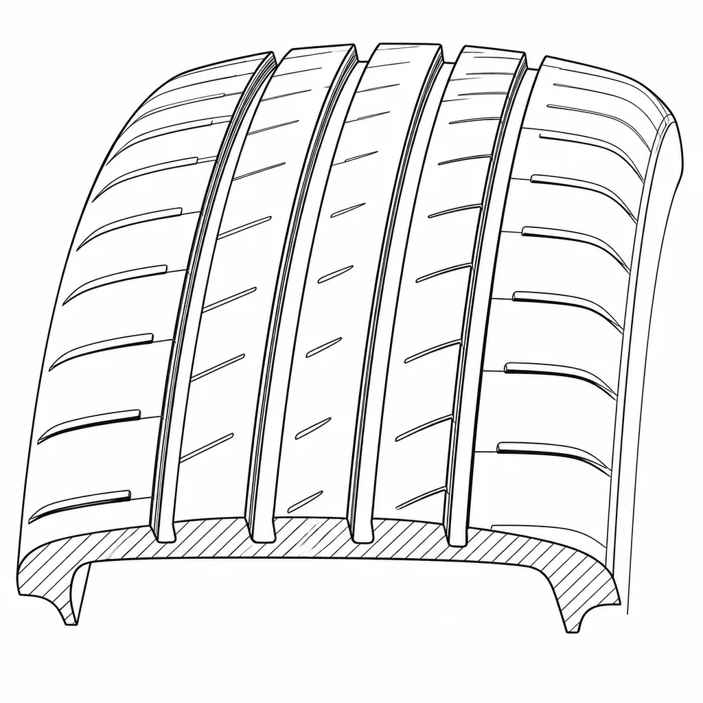 Schéma illustratif : Quatre rainures longitudinales séparant des bandes porteuses étroites