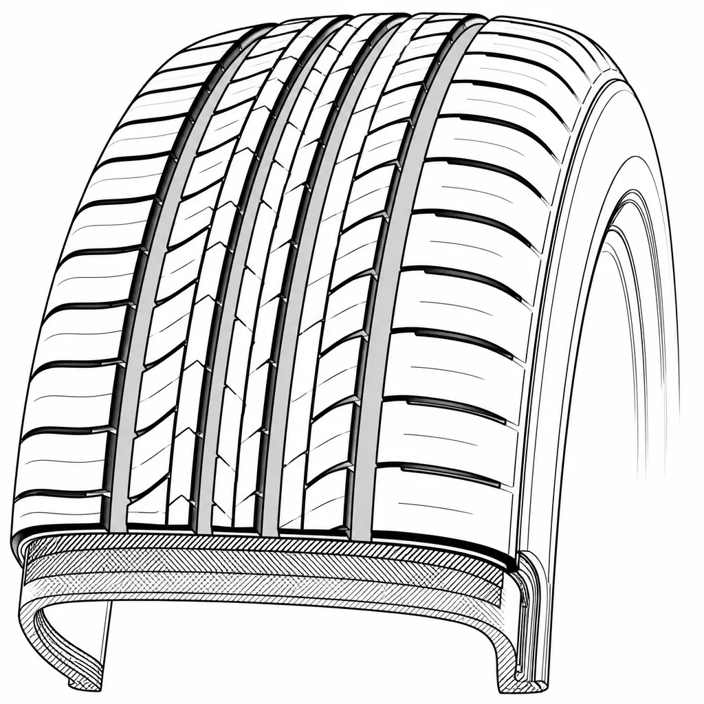 Schéma illustratif : Forte proportion de gomme sur le contour externe des épaules