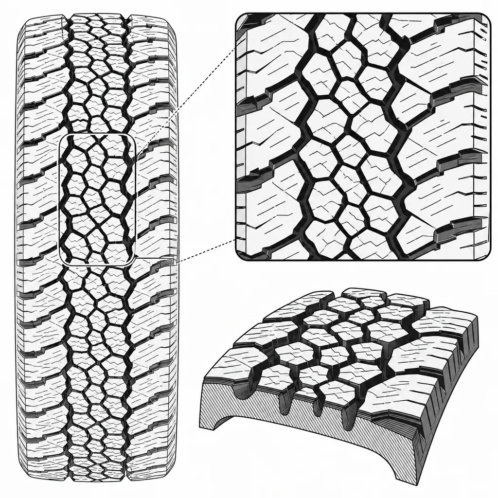 Schéma illustratif : Rangées centrales serrées constituées de petites surfaces de gomme