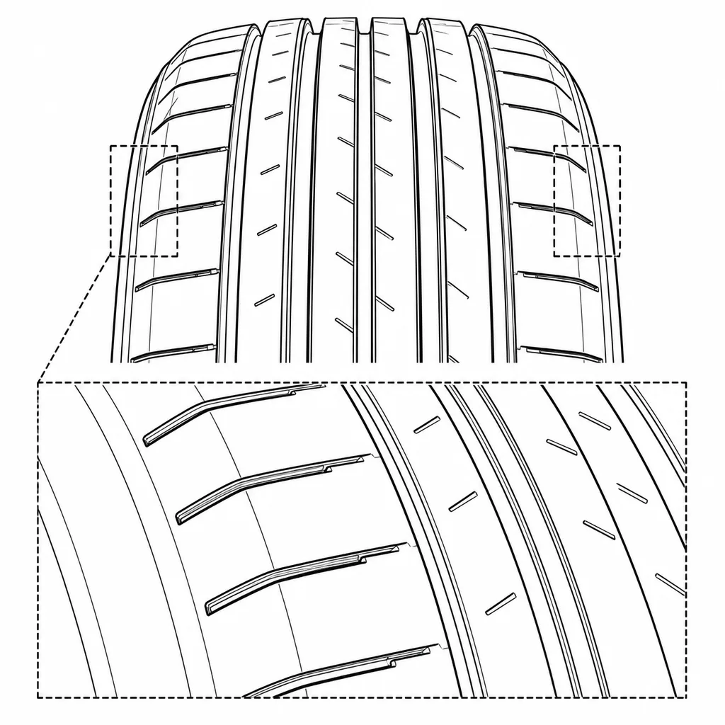 Schéma illustratif : Épaules semi-continues à courtes encoches régulières