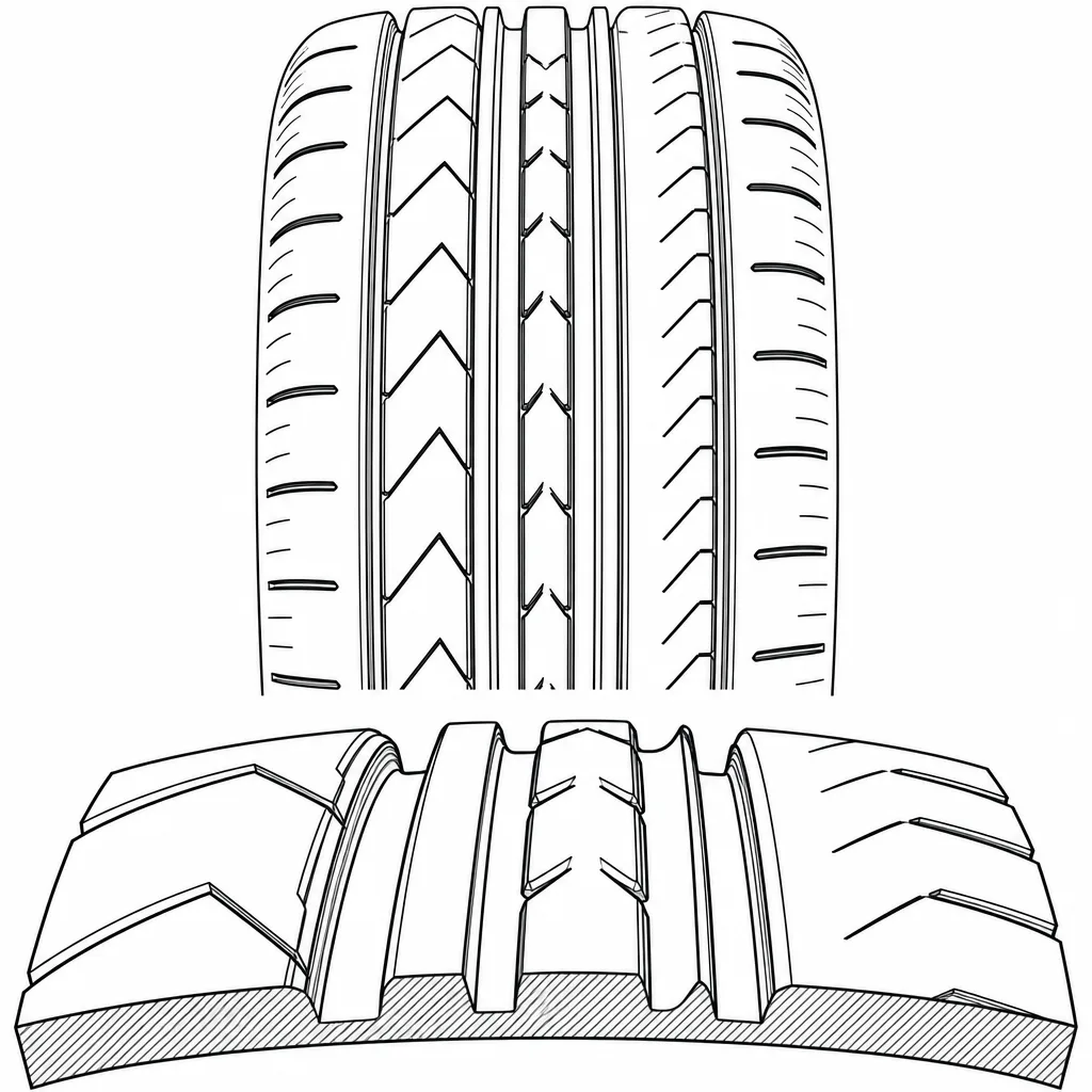 Schéma illustratif : Relief axial étroit à découpes anguleuses répétées