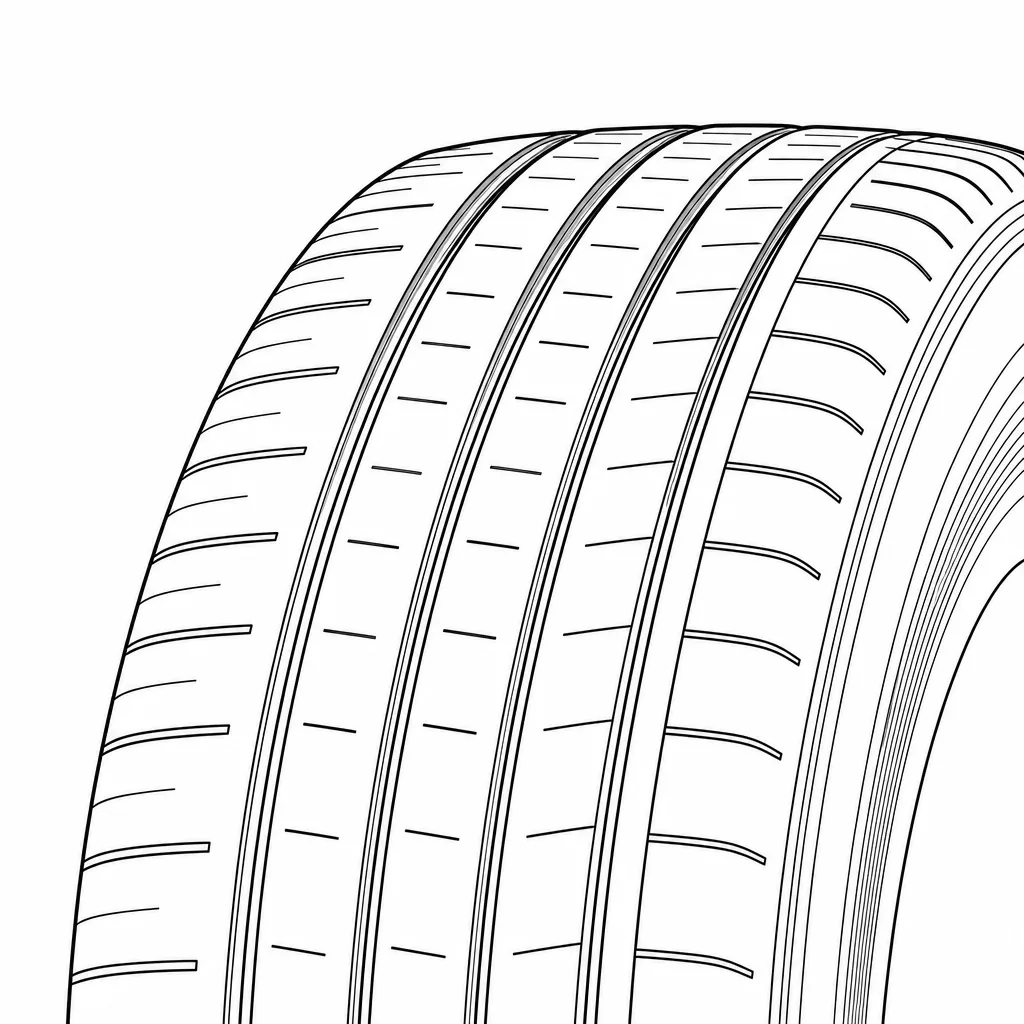 Schéma illustratif : Quatre rainures longitudinales étroites séparant des nervures continues