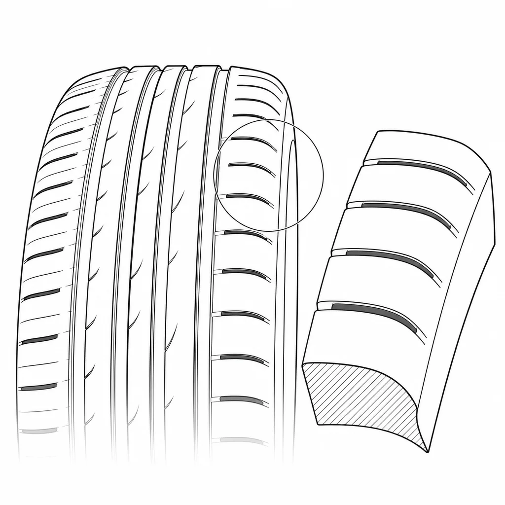 Schéma illustratif : Épaules semi-continues découpées par des encoches transversales régulières