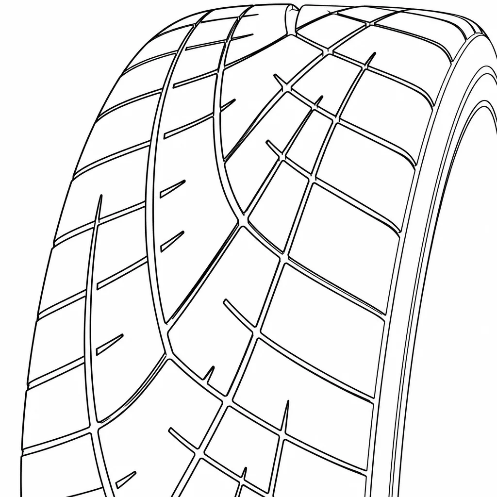 Schéma illustratif : Grandes plages de gomme latérales séparées par des découpes obliques et transversales