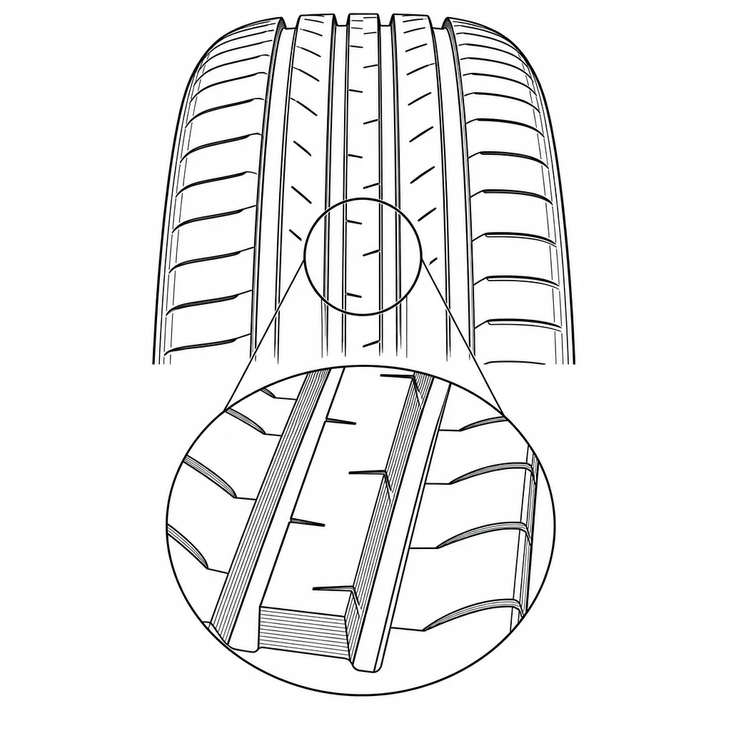 Schéma illustratif : Nervure axiale étroite bordée de deux canaux