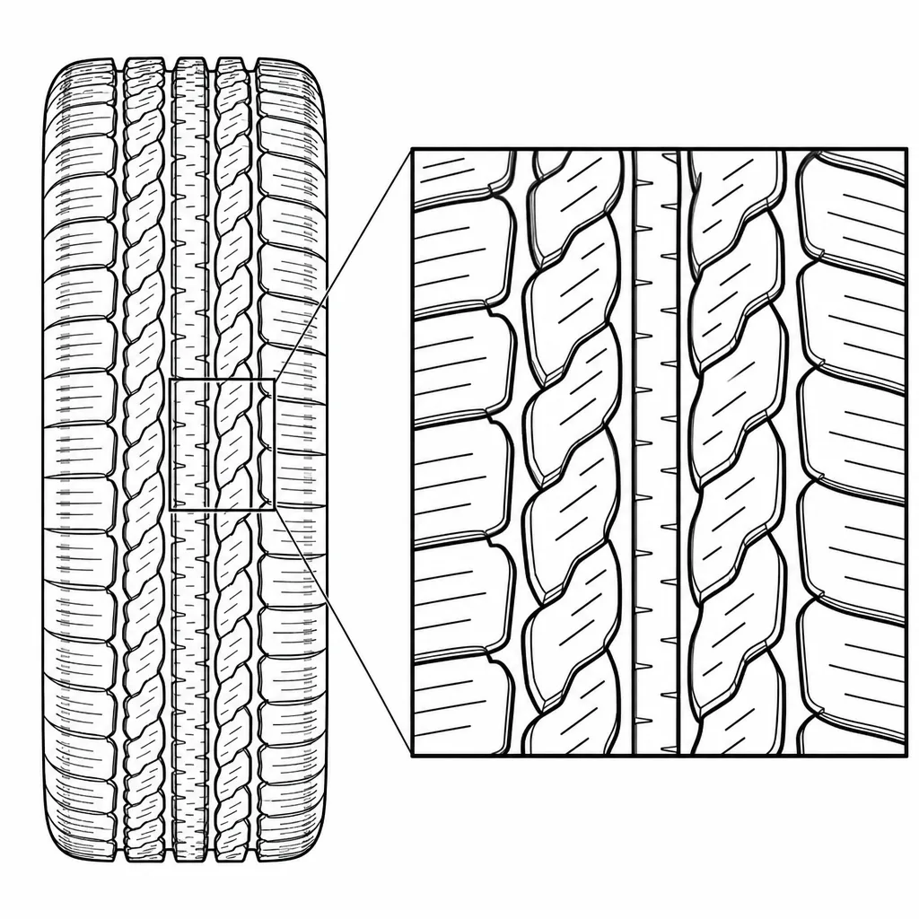 Schéma illustratif : Réseau dense de découpes formant de minces ligaments de gomme
