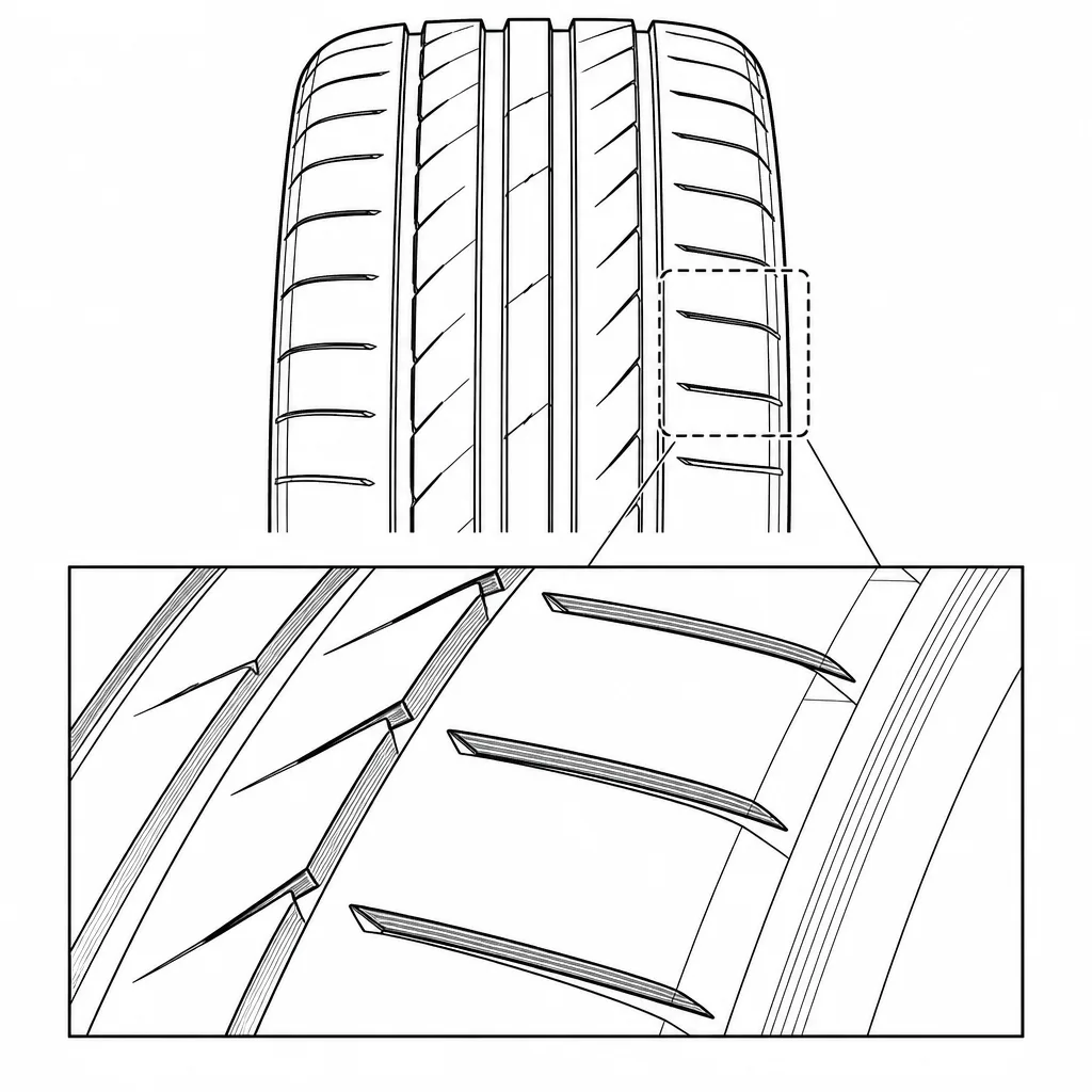 Schéma illustratif : Encoches obliques séparant les pavés d’épaule