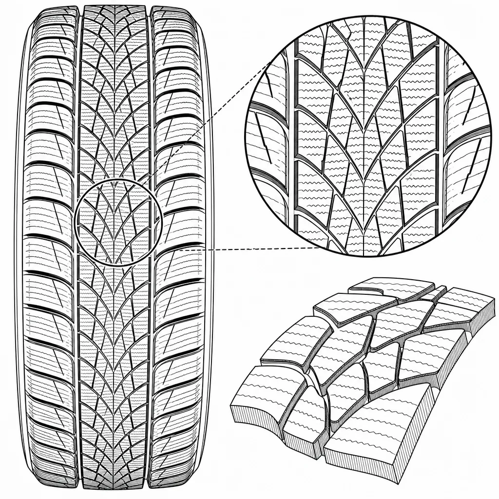 Schéma illustratif : Centre composé de petits volumes de gomme délimités par de nombreuses découpes