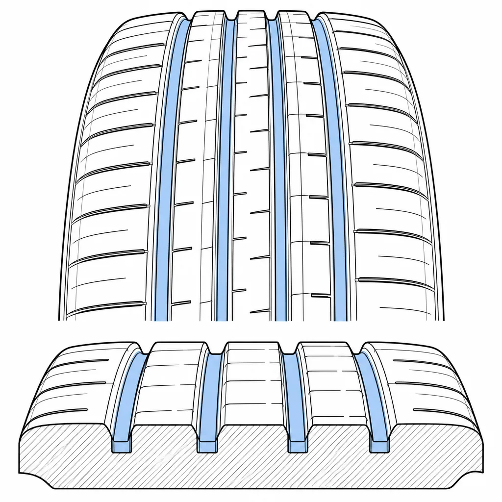 Schéma illustratif : Concentration du volume creux dans quatre canaux circonférentiels