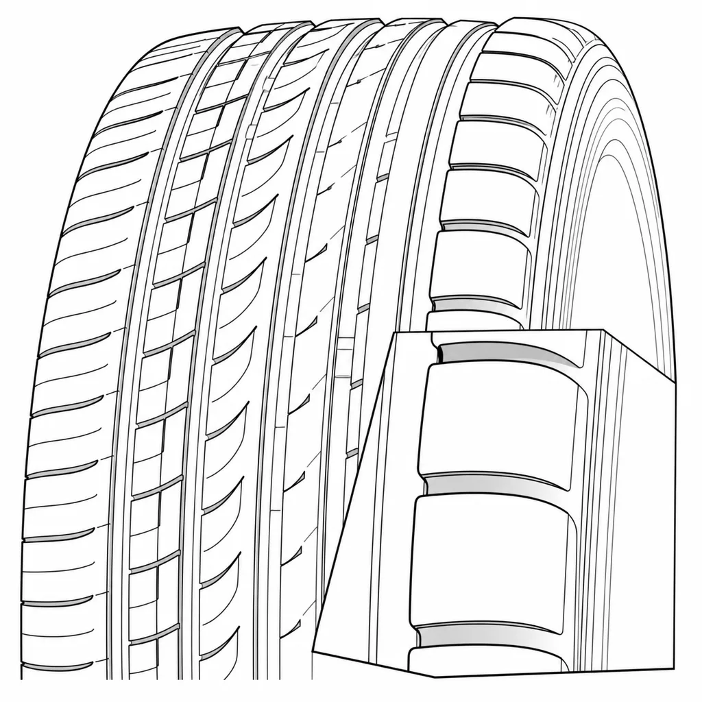 Schéma illustratif : Pavés d’épaule larges, arrondis en périphérie et séparés par des encoches régulières