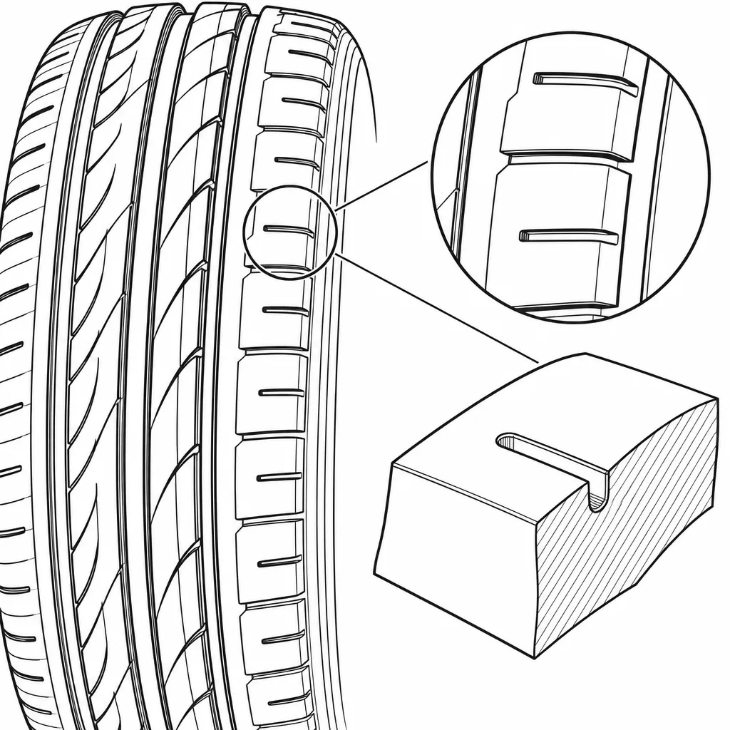 Schéma illustratif : Encoches courtes dans des éléments d’épaulement riches en gomme