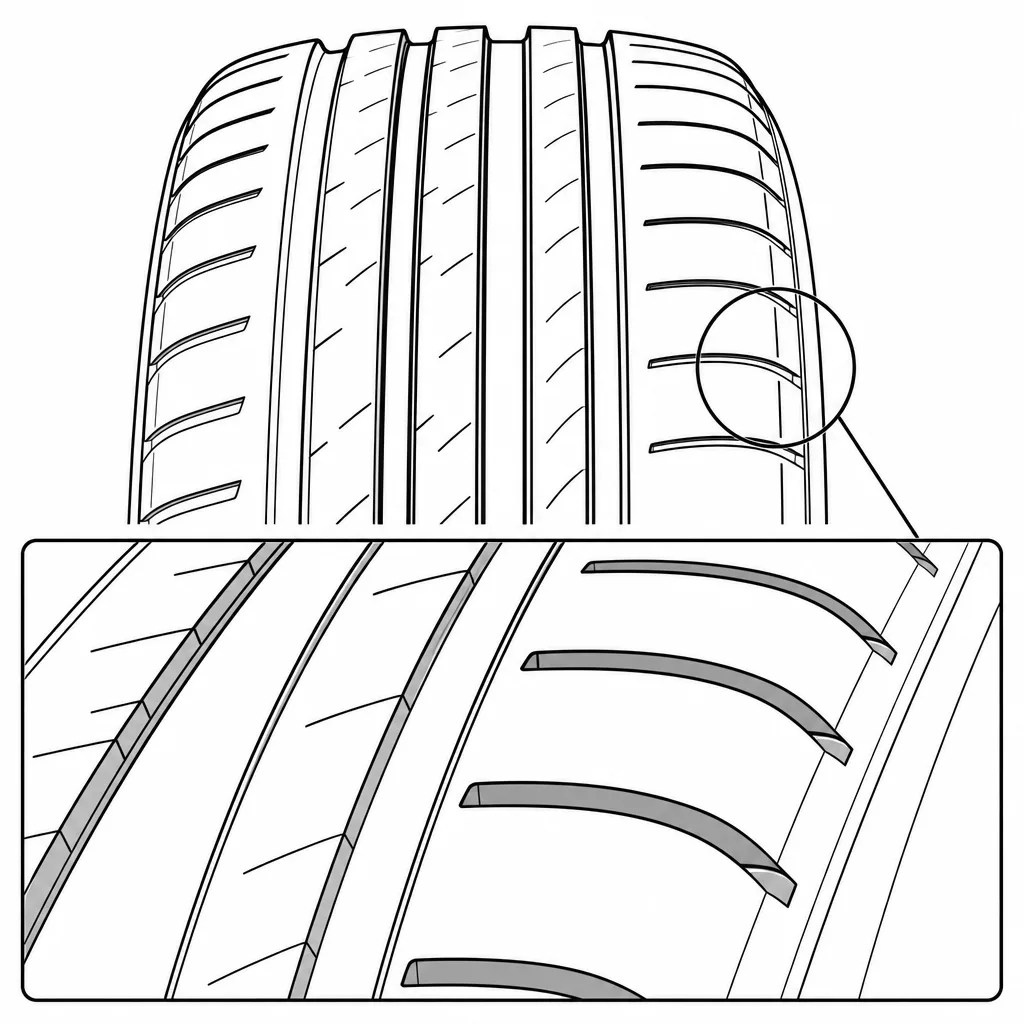 Schéma illustratif : Ponts de gomme conservés entre les entailles des épaules
