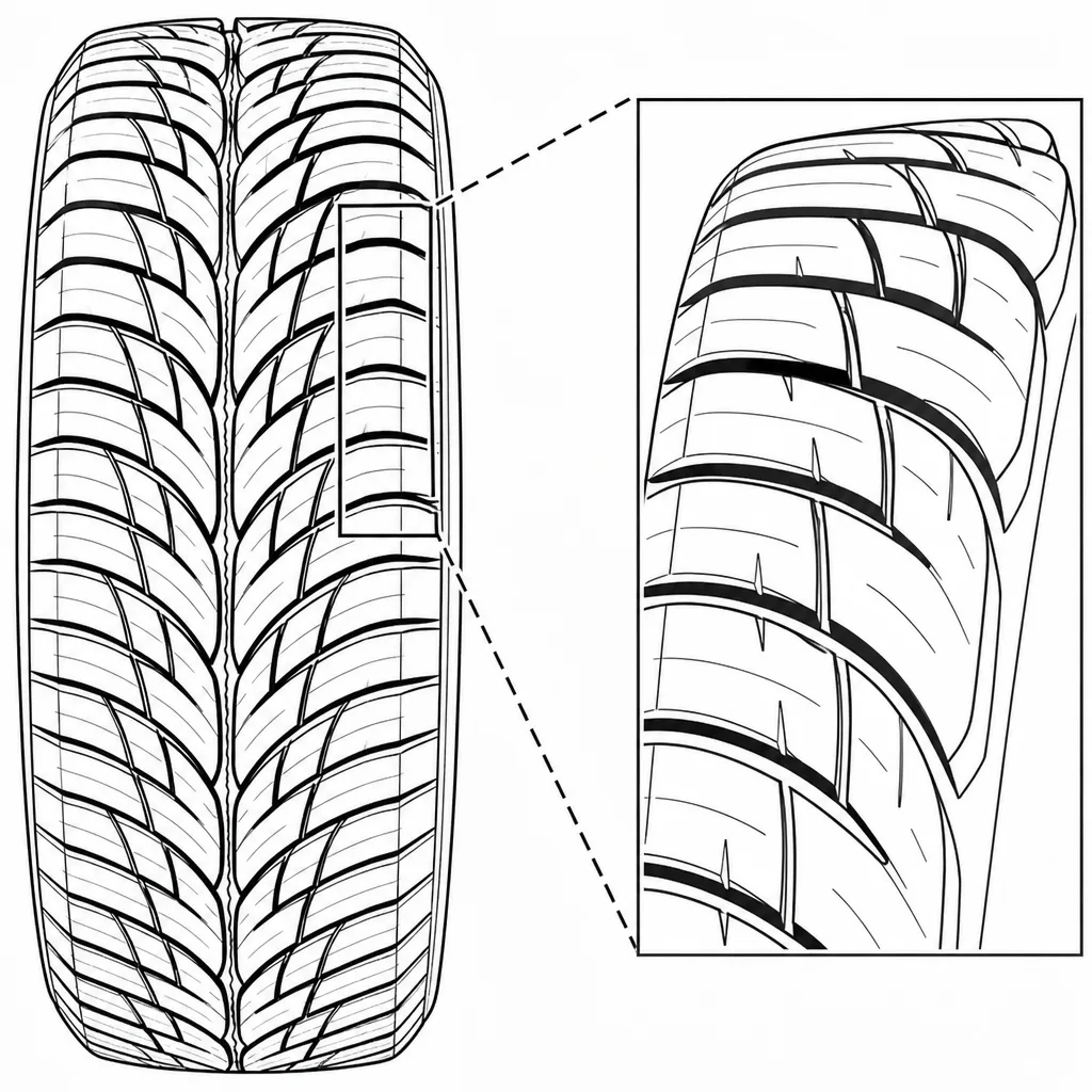 Schéma illustratif : Épaules formées de pavés allongés avec entailles transversales