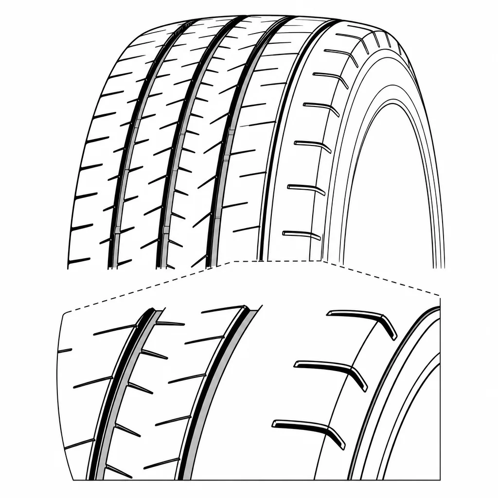 Schéma illustratif : Épaules semi-continues à encoches courtes