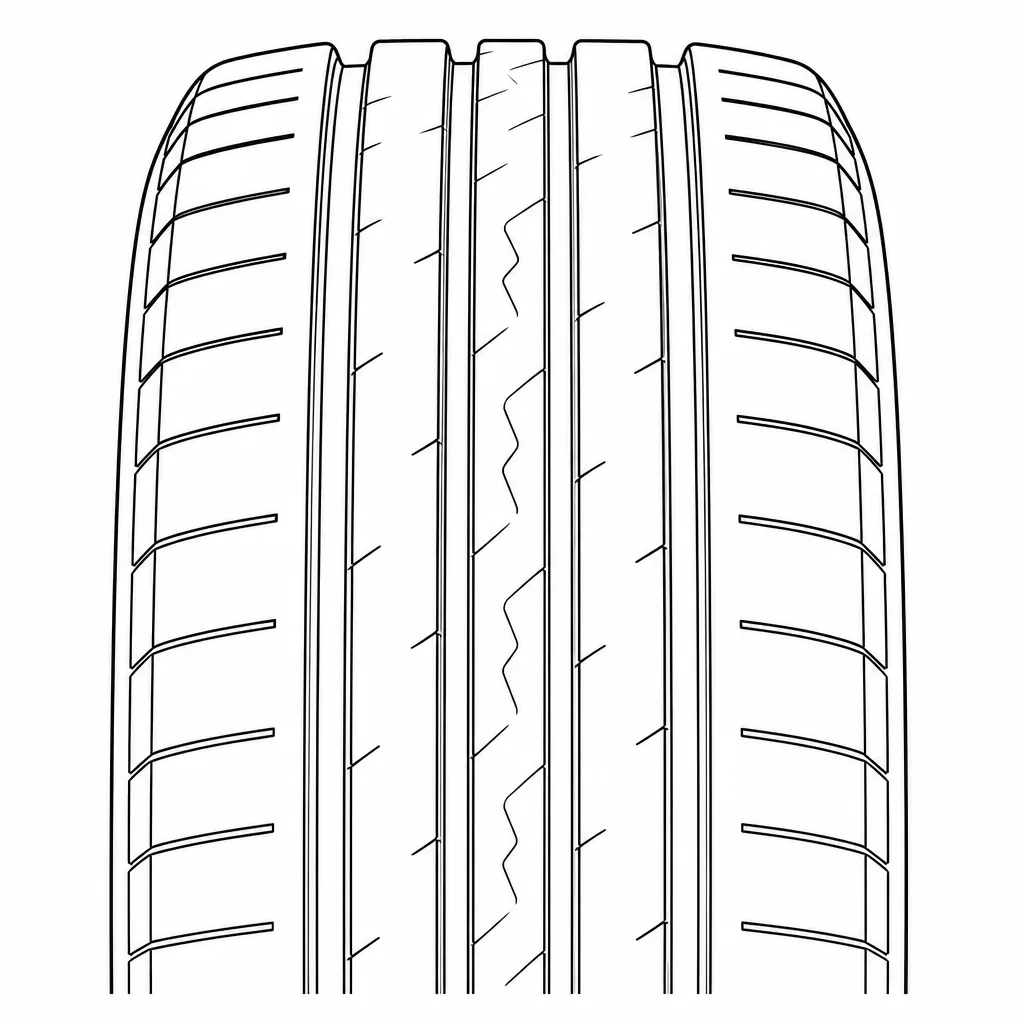 Schéma illustratif : Cinq bandes de gomme séparées par quatre rainures circonférentielles