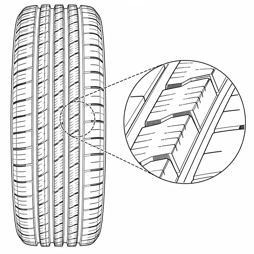 Schéma illustratif : Forte densité de fines entailles transversales