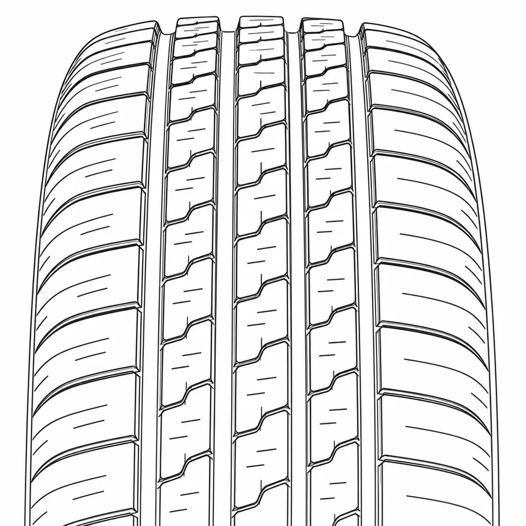 Schéma illustratif : Quatre rainures longitudinales divisant la couronne en cinq bandes étroites