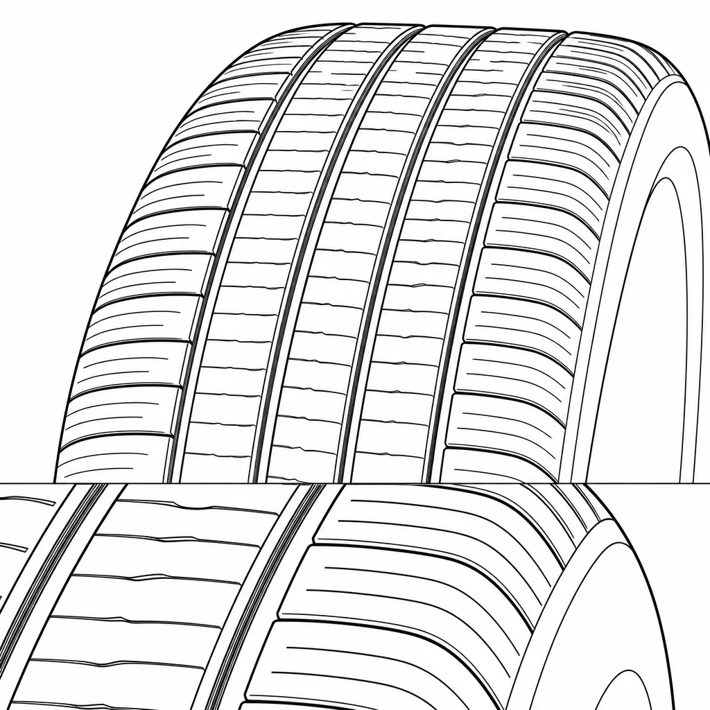 Schéma illustratif : Bandes d’épaule arrondies conservant de nombreux ponts de gomme